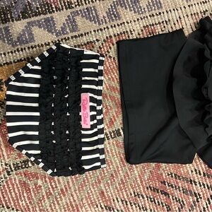 Ruffle Butts Black and White Striped Bikini Set